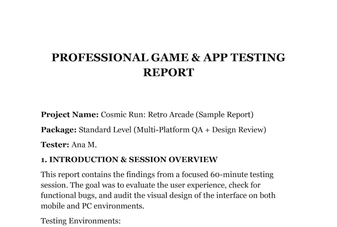 be your game tester for android, IOS and PC